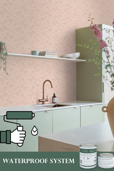 ESTAhome Tapete gezeichnete Blätter Terrakottarosa - 53 cm x 10.05 m - 139492