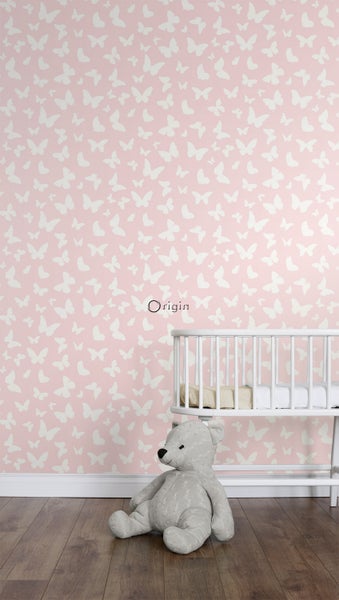 Origin Wallcoverings Tapete Schmetterlinge Rosa und Weiß - 53 cm x 10.05 m - 347691