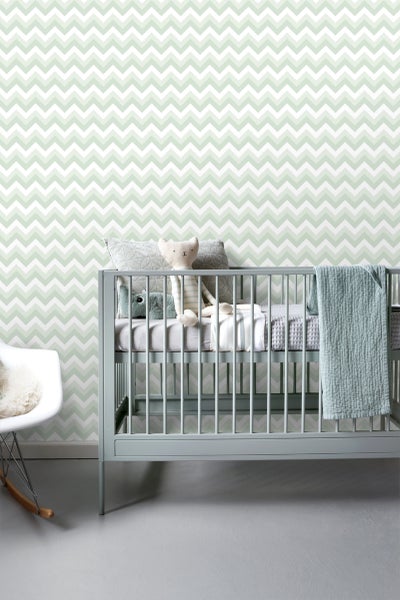 ESTAhome Tapete Zickzack-Motiv Mintgrün und Weiß - 53 cm x 10.05 m - 128858