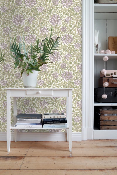 ESTAhome Tapete Blumen Grün und Lila - 50 x 900 cm - 131030
