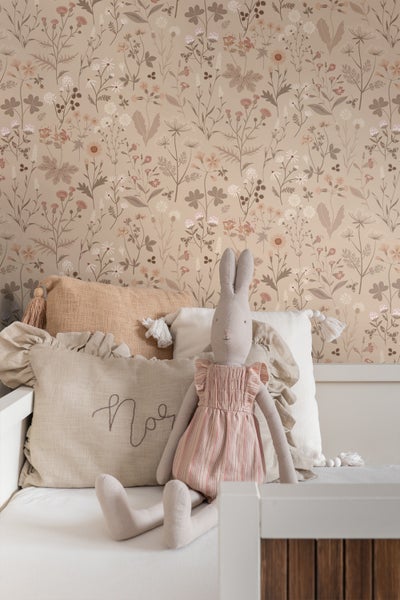 ESTAhome Tapete Feldblumen Sandbeige - 53 cm x 10.05 m - 139840