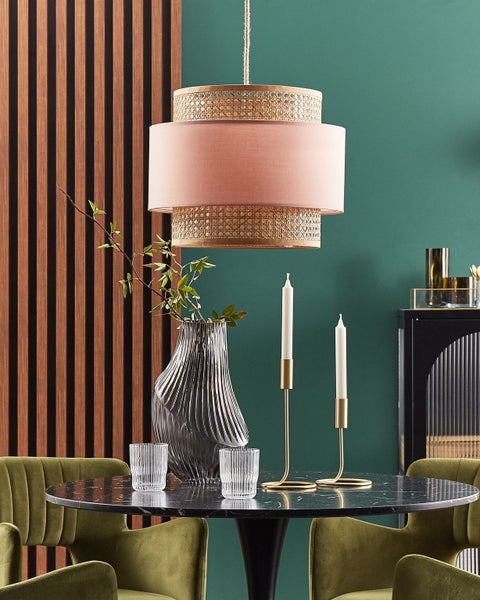 Hängeleuchte YUMURI Rattan Pfirsichrosa