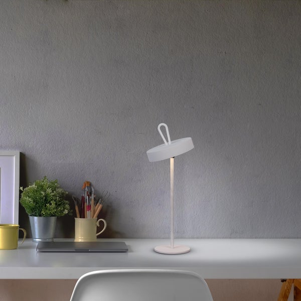 LED-Akku-Tischleuchte magnetisch ELLA für Außen und Innen, aus Metall und Kunststoff in Weiß , 35 cm hoch