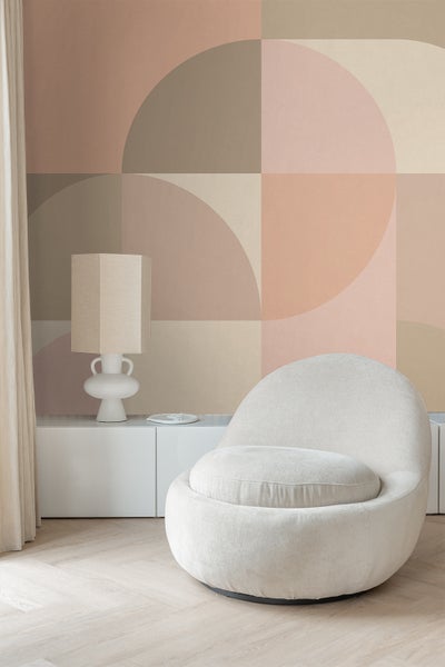 ESTAhome Fototapete Kreise im Bauhaus-Stil Rosa und Beige - 250 x 279 cm - 159366