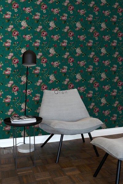 Origin Wallcoverings Tapete Blumen Smaragdgrün - 53 cm x 10.05 m - 347432