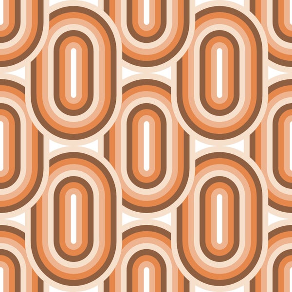ESTAhome Tapete Retro-Ornamente Orange und Braun - 50 x 900 cm - 130983