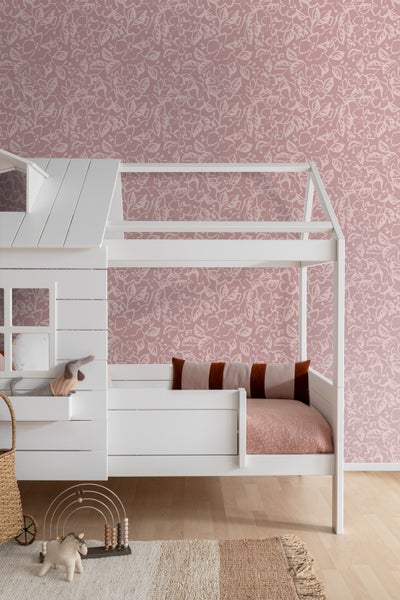 ESTAhome Tapete Blätter und Blumen Altrosa - 50 x 900 cm - 131377