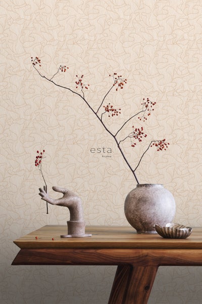 ESTAhome Tapete Koralle Sandbeige und Terrakotta - 50 x 900 cm - 139500