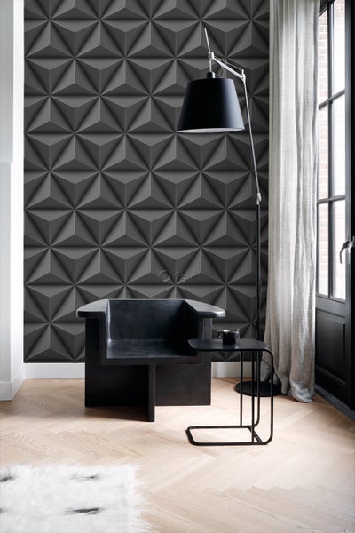 Origin Wallcoverings Tapete 3D-Muster Dunkelgrau - 53 cm x 10.05 m - 347816