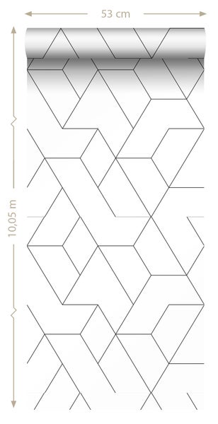 Origin Wallcoverings Tapete grafische Linien Schwarz-Weiß - 50 x 900 cm - 347903