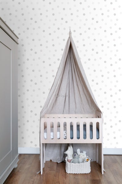 Origin Wallcoverings Tapete Punktmuster Crème-Beige, Hellgrau und Silbergrau - 53 cm x 10.05 m - 347508