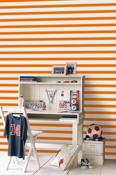 ESTAhome Tapete Streifen Orange und Weiß - 53 cm x 10.05 m - 115872