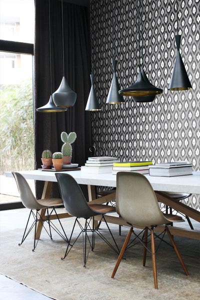Origin Wallcoverings Tapete Ikat-Motiv Schwarz und Weiß - 53 cm x 10.05 m - 346919