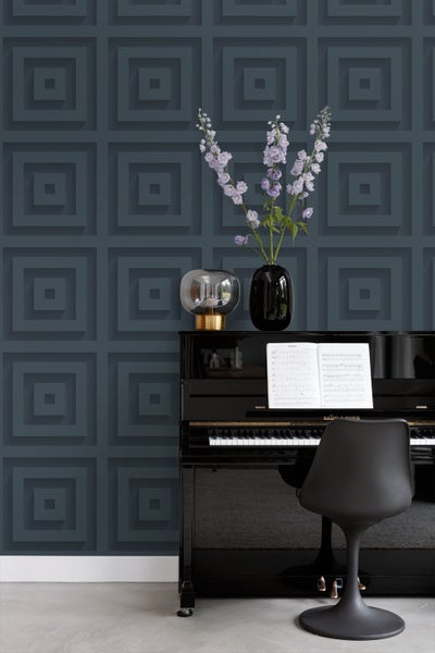Origin Wallcoverings Tapete 3D-Quadrate Dunkelblau - 50 x 900 cm - 347975