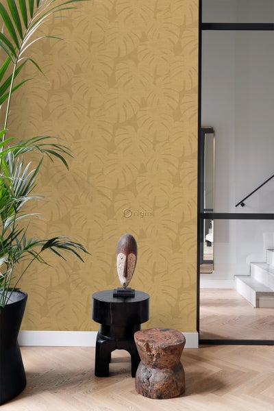 Origin Wallcoverings Tapete tropische Blätter Ockergelb - 50 x 900 cm - 347811