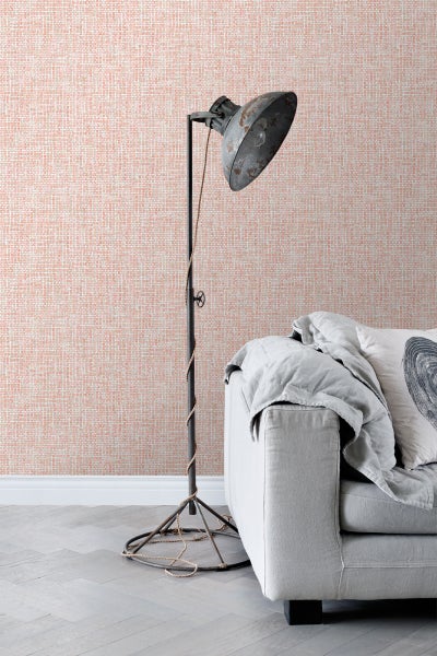 ESTAhome Tapete Leinen-Optik Pfirsichorange Rosa - 53 cm x 10.05 m - 148661