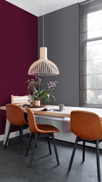 ESTAhome Tapete Leinen-Optik Burgunderrot - 53 cm x 10.05 m - 148697