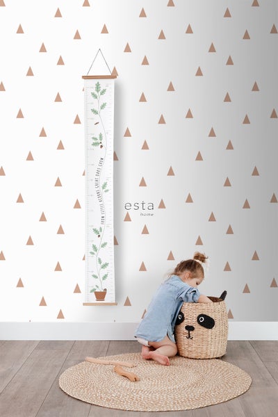 ESTAhome Tapete grafische kleine Dreiecke Weiß und Terrakotta - 53 cm x 10.05 m - 139351
