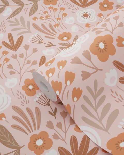 ESTAhome Tapete Blumen Terrakottarosa - 50 x 900 cm - 131069