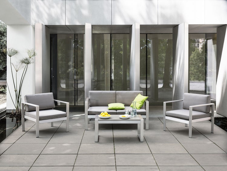 Outdoor Couchtisch SALERNO Metall Hellgrau