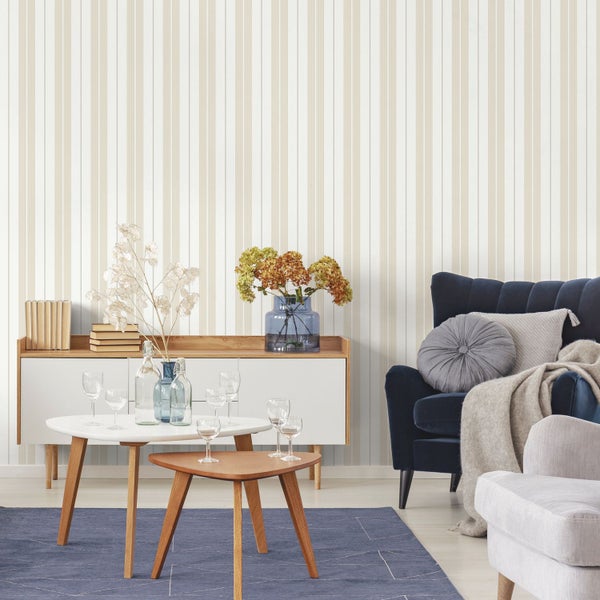 Sanders und Sanders Tapete Streifen Gelb und Beige - 53 cm x 10.05 m - 640693