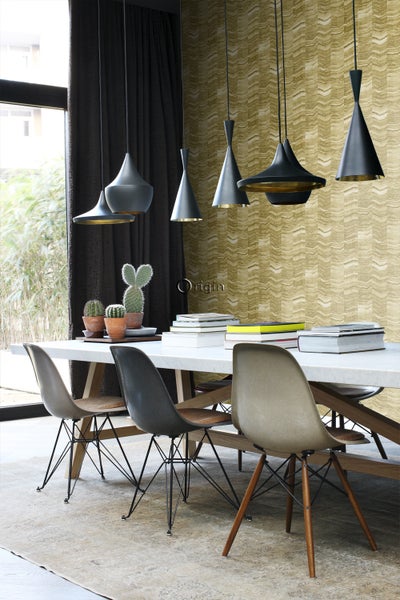 Origin Wallcoverings Tapete Zick-Zack-Mamorstreifen Ockergelb - 53 cm x 10.05 m - 337247