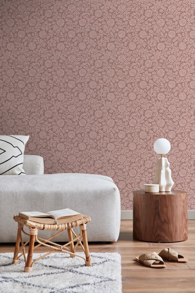 ESTAhome Tapete Blumenmuster mauve-violett - 50 x 900 cm - 131516