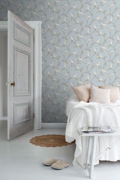 Borastapeter Tapete Blumen Blau - 53 cm x 10.05 m - 662645