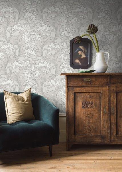 Borastapeter Tapete Blumen Beige und Weiß - 53 cm x 10.05 m - 660078