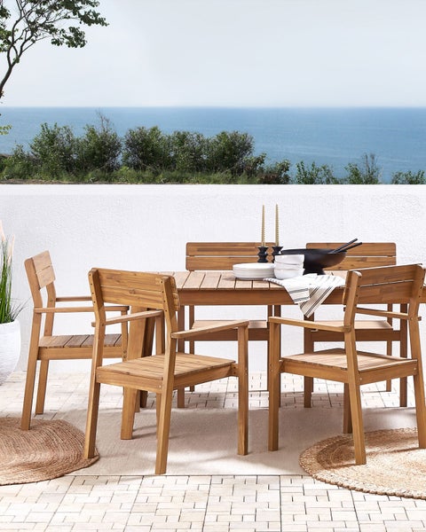 Gartenstuhl 6er Set FORNELLI Akazienholz Braun