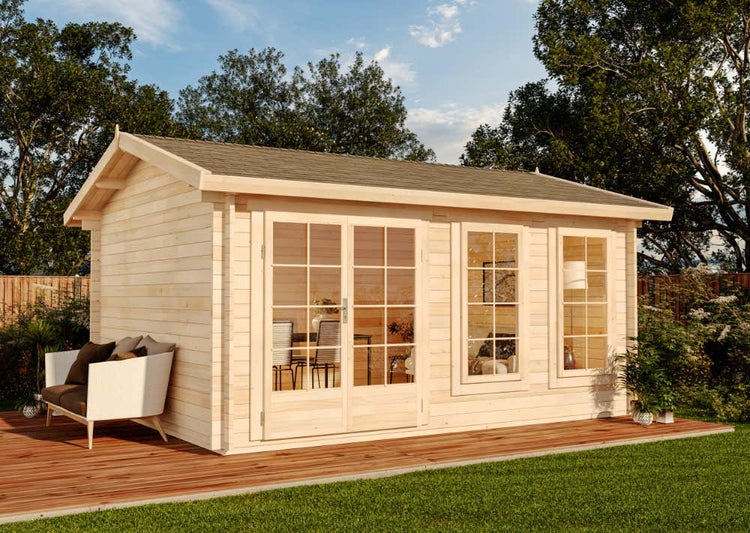 Alpholz Gartenhaus Valencia-40 XL aus Holz Holzhaus Wandstärke: 40 mm Blockbohlenhaus