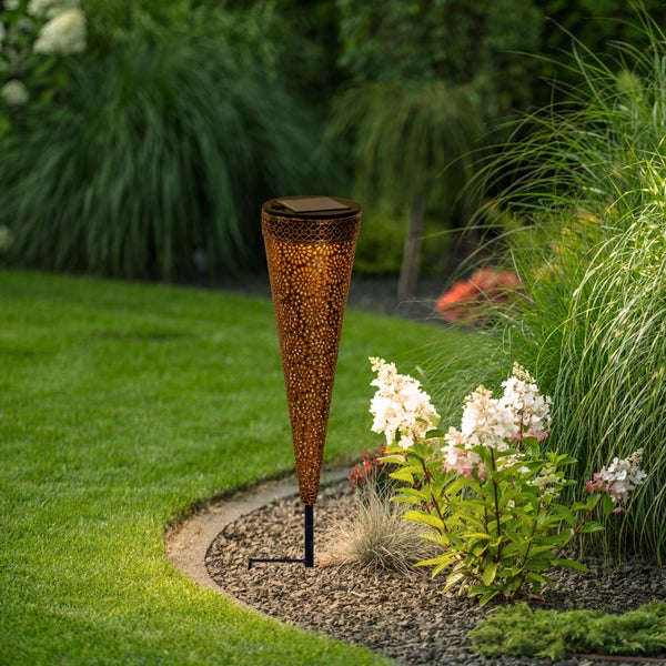 Abbildung einer 400 mm hohen und 85 mm breiten Garten-Solarleuchte