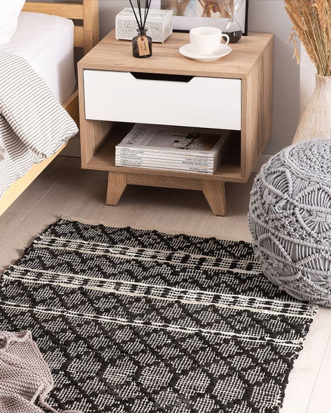 Teppich FEHIMLI Schwarz 80 x 150 cm Echtleder