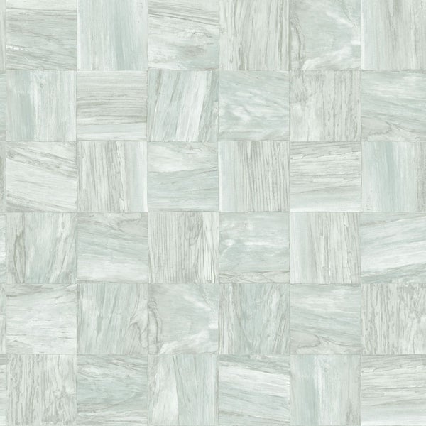 Origin Wallcoverings Tapete quadratische Holzstücke Hell Graugrün - 53 cm x 10.05 m - 347516