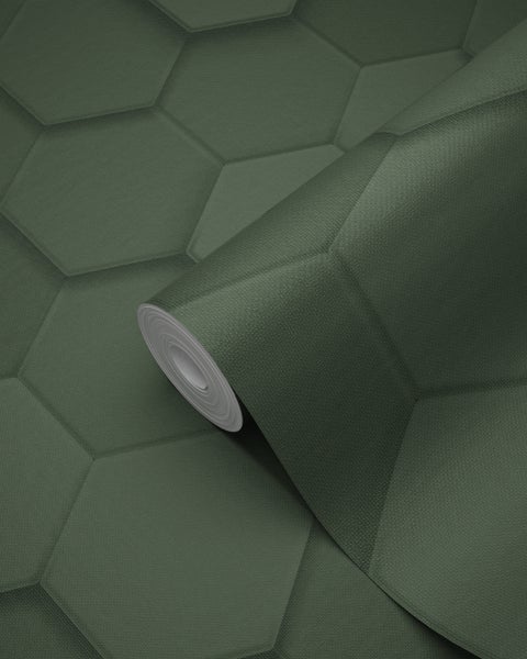 Origin Wallcoverings Tapete 3D Wabenmuster Dunkelgrün - 53 cm x 10.05 m - 347852