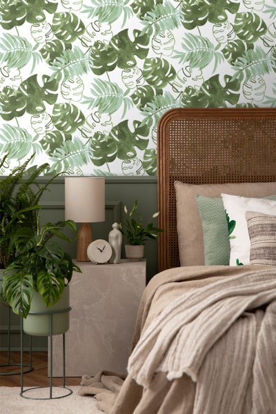 Walls4You Tapete tropische Blätter Grüngrau - 53 cm x 10,05 m - 935294