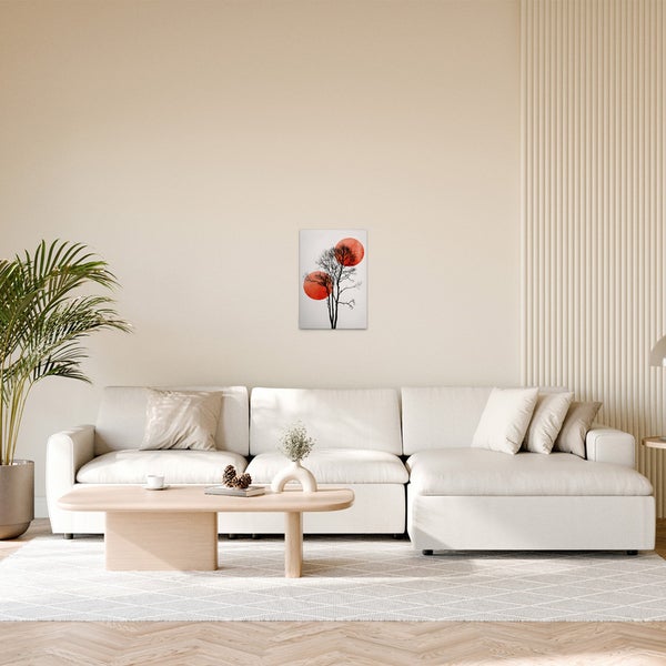 Dekoratives Wandbild mit Baum Motiv und zwei Kreisen