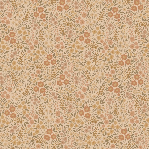 ESTAhome Tapete Blumen Ockergelb - 50 x 900 cm - 131459