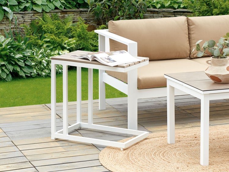 Outdoor Beistelltisch MESSINA 60 cm 35 cm Weiß