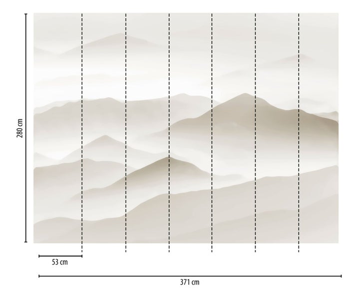 Fototapete mit Bergmotiv, 371 cm breit und 280 cm hoch