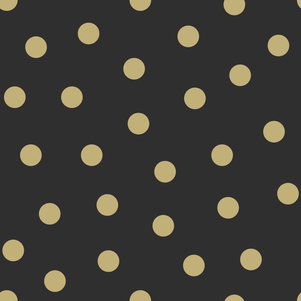 Origin Wallcoverings Tapete Punkte Schwarz und Gold - 53 cm x 10.05 m - 347676