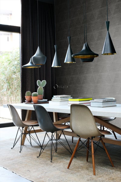 Origin Wallcoverings Tapete verwitterte Metalldreiecke Schwarz - 53 cm x 10.05 m - 337605