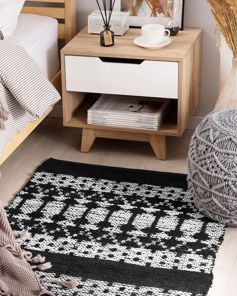 Teppich SOKUN Schwarz 80 x 150 cm Echtleder