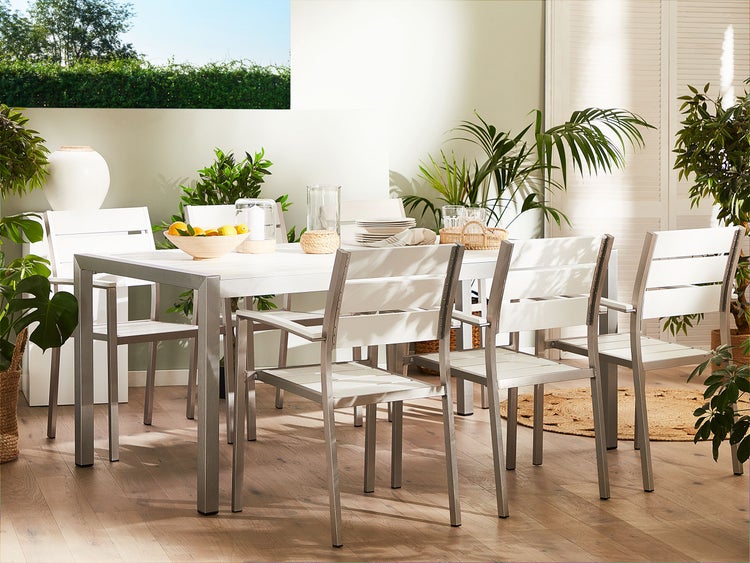 Gartenmöbel Set 6-Sitzer VERNIO Weiß