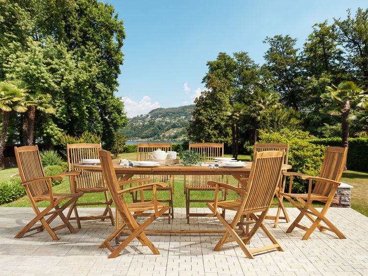 Gartenmöbel Set 8-Sitzer MAUI Akazienholz Hellbraun