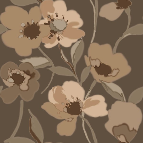 ESTAhome Tapete Blumen Beige und Braun - 50 x 900 cm - 130989