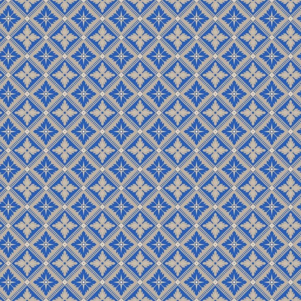 Borastapeter Tapete Fliesenmuster Blau und Beige - 53 cm x 10.05 m - 660069