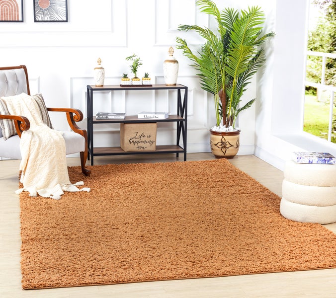 Moderner Hochfloriger Shaggy Teppich Terracotta 160x220 cm LILLY