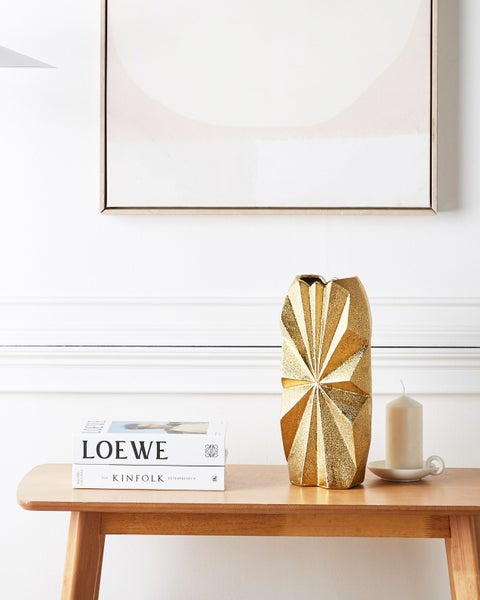 Dekovase AELIA Steinzeug 37 cm Gold