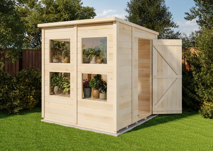 Storehaus Gerätehaus Gregor Gerätehaus aus Holz, Geräteschrank mit 12 mm Wandstärke, Gartenhaus, Naturbelassen 1,9x2m